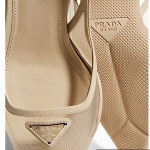 Prada Pointed Toe Slingback Mesh Kitten Heel